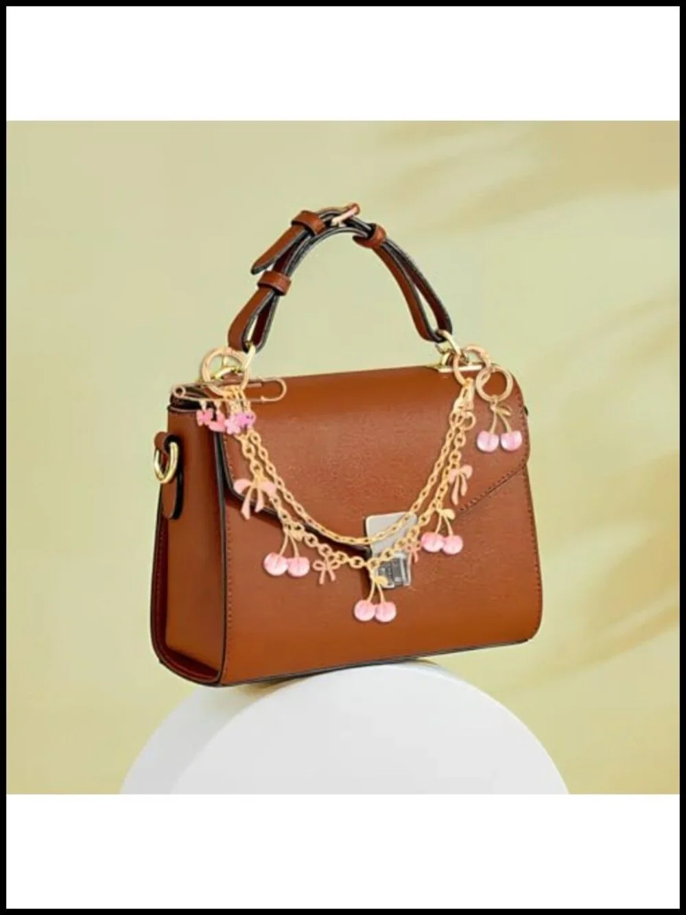 3pc Metal Bag Charms Set w/ Safety Pin & Keychain Gold-Tone Purse Charms